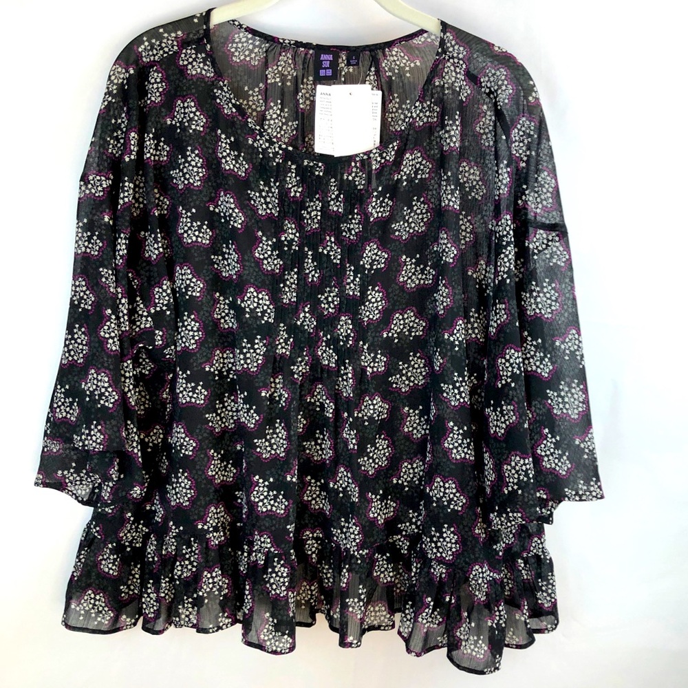 NWT Uniqlo x Anna Sui Sz S transparent blouse